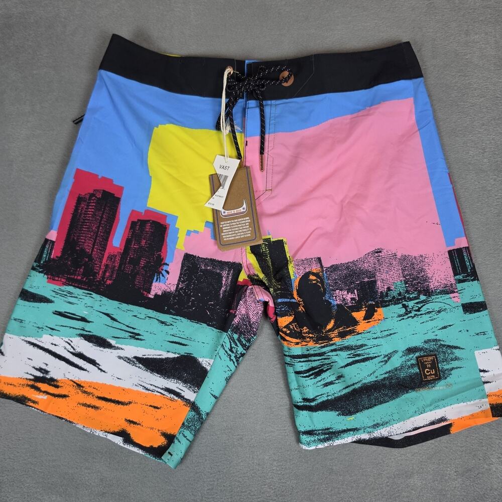 VAST Copper Series Board Shorts Men's Size 30 Blue Multi Surf Swim Trunks NWT